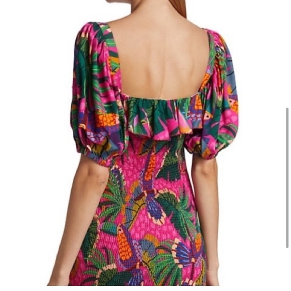 Farm Rio PINK PAINTED TOUCANS MINI DRESS Tropical Print - Picture 6 of 13
